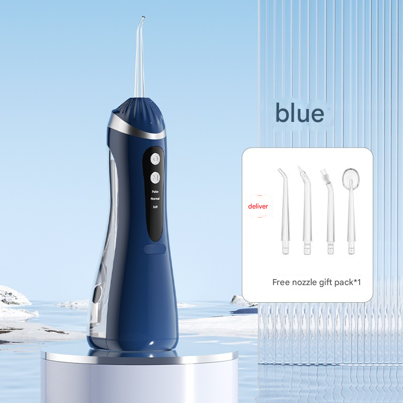 Blue Cordless Water Flosser & Oral Irrigator - Portable Teeth Cleaner with 3 Modes & 4 Jet Tips
