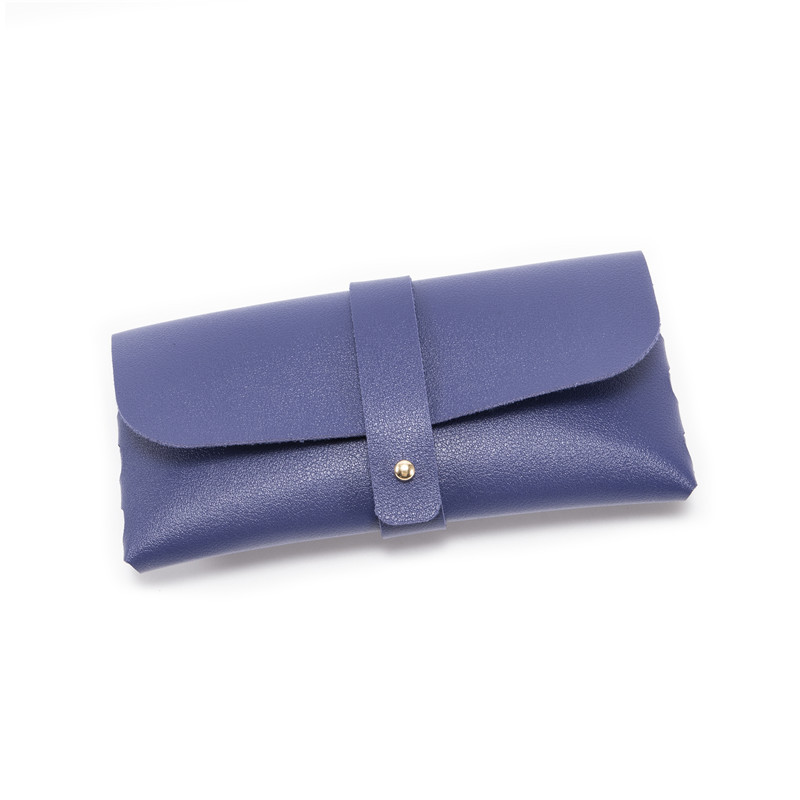 3-Pieces Blue Chic & Sleek PU Leather Soft Eyeglass Case - Protective Pouch for Sunglasses & Reading Glasses