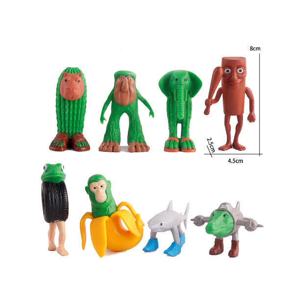 Eight-piece set Whimsical Creature & Monster Figurine Collection - Set of Bizarre PVC Mini Toys for Desk Decor