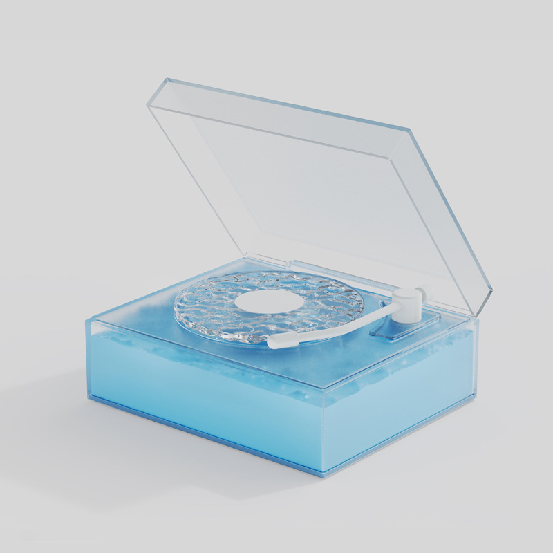 Retro Vinyl Bluetooth Speaker with Water Ripple Light Projection & 360 Surround Sound(blue)