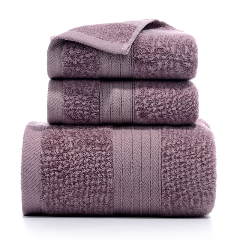 Premium Long-Staple Cotton Towel Set - 2 Hand Towels & 1 Bath Towel Gift Bundle(purple)