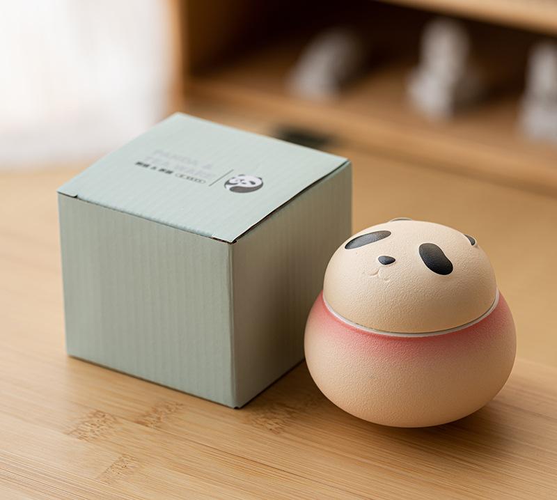 Artisanal Animal-Shaped Ceramic Tea Storage Jar with Gift Box - 140ml Capacity, Textured Finish(Gradient Red)