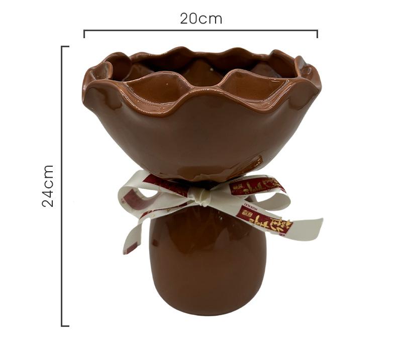 Handcrafted Minimalist Ceramic Vase - Artistic Home Decor Centerpiece(brown)