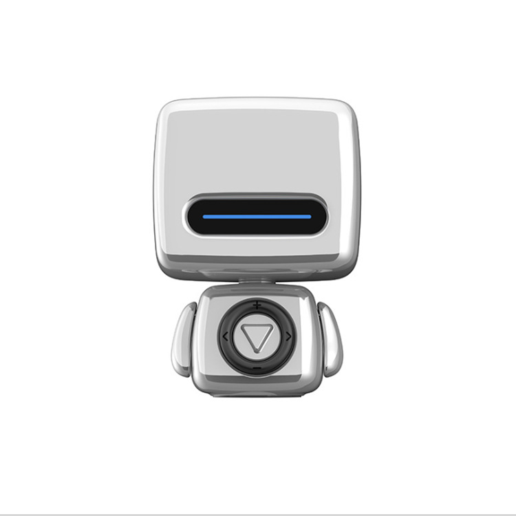 Mini Robot Style Bluetooth Speaker - Portable, 8-9 Hr Playtime, Built-in Mic & Lanyard(Silver Gray)