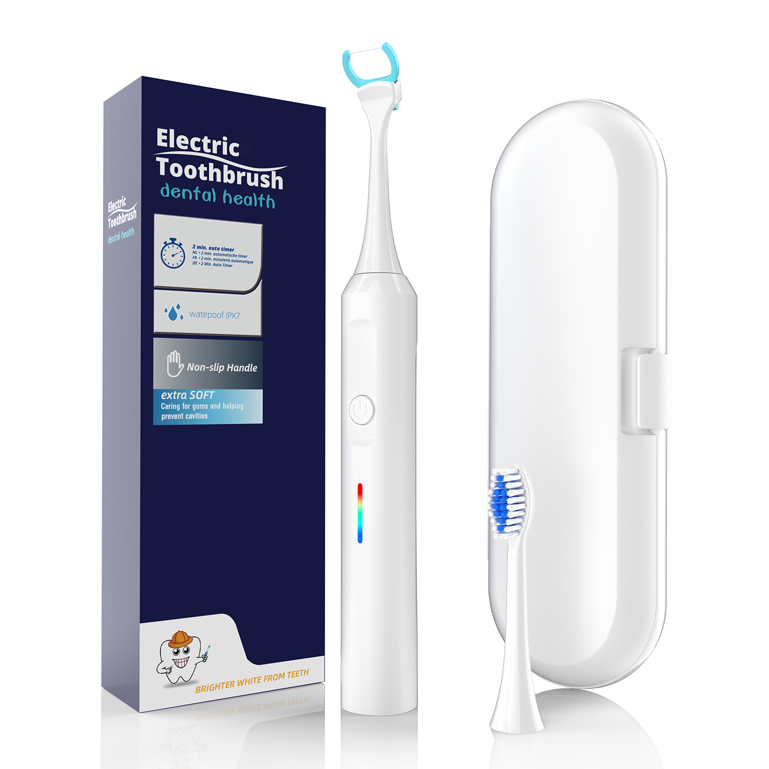 2-in-1 Sonic Electric Toothbrush & Power Flosser Kit - 3 Modes, 31000VPM, IPX7 Waterproof, with Travel Case(white+50pcs dental floss replacement heads)