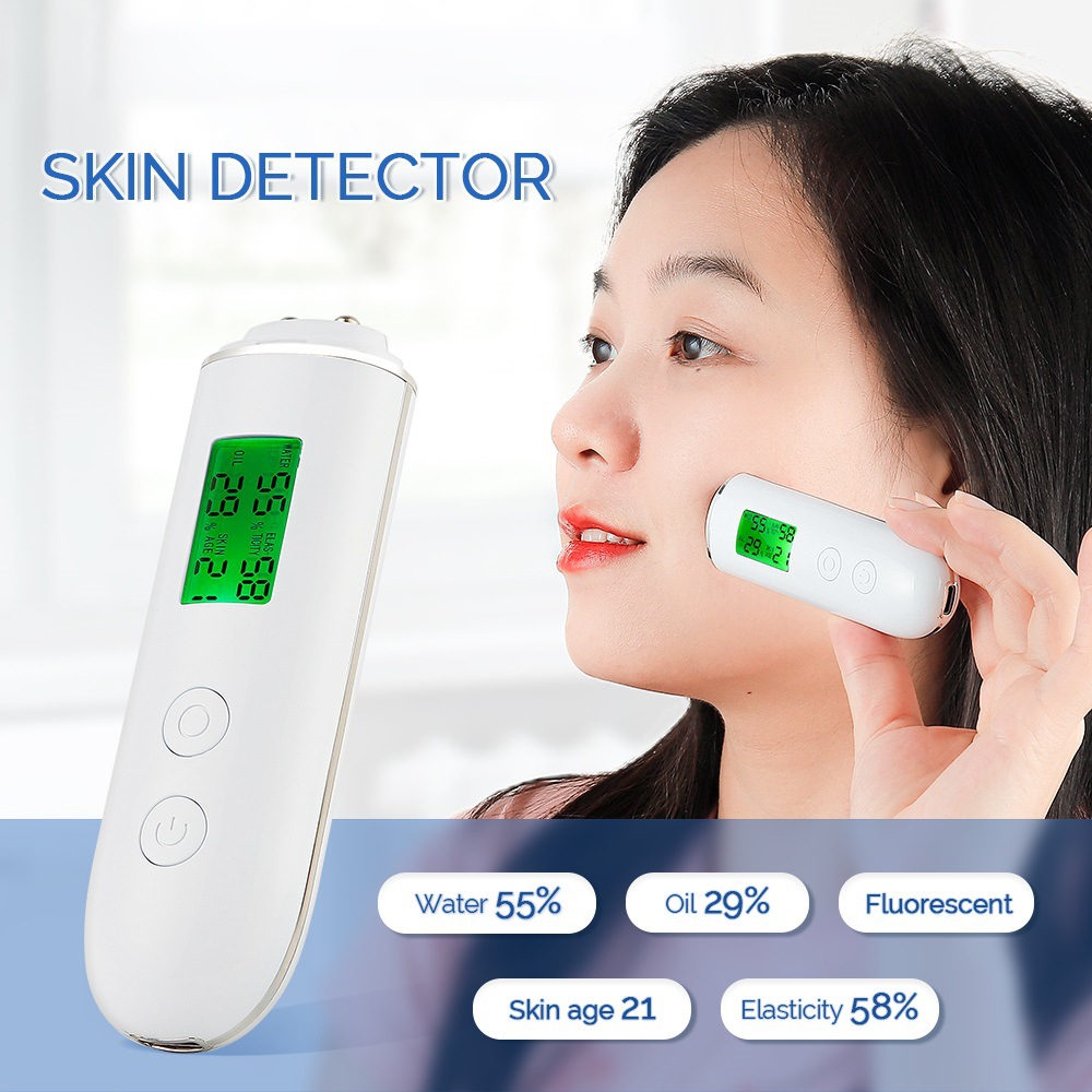 Smart Skin Analyzer with Multi-Function Detection - Measures Hydration, Oil, Elasticity, Skin Age & Fluorescent Agent Test(White)