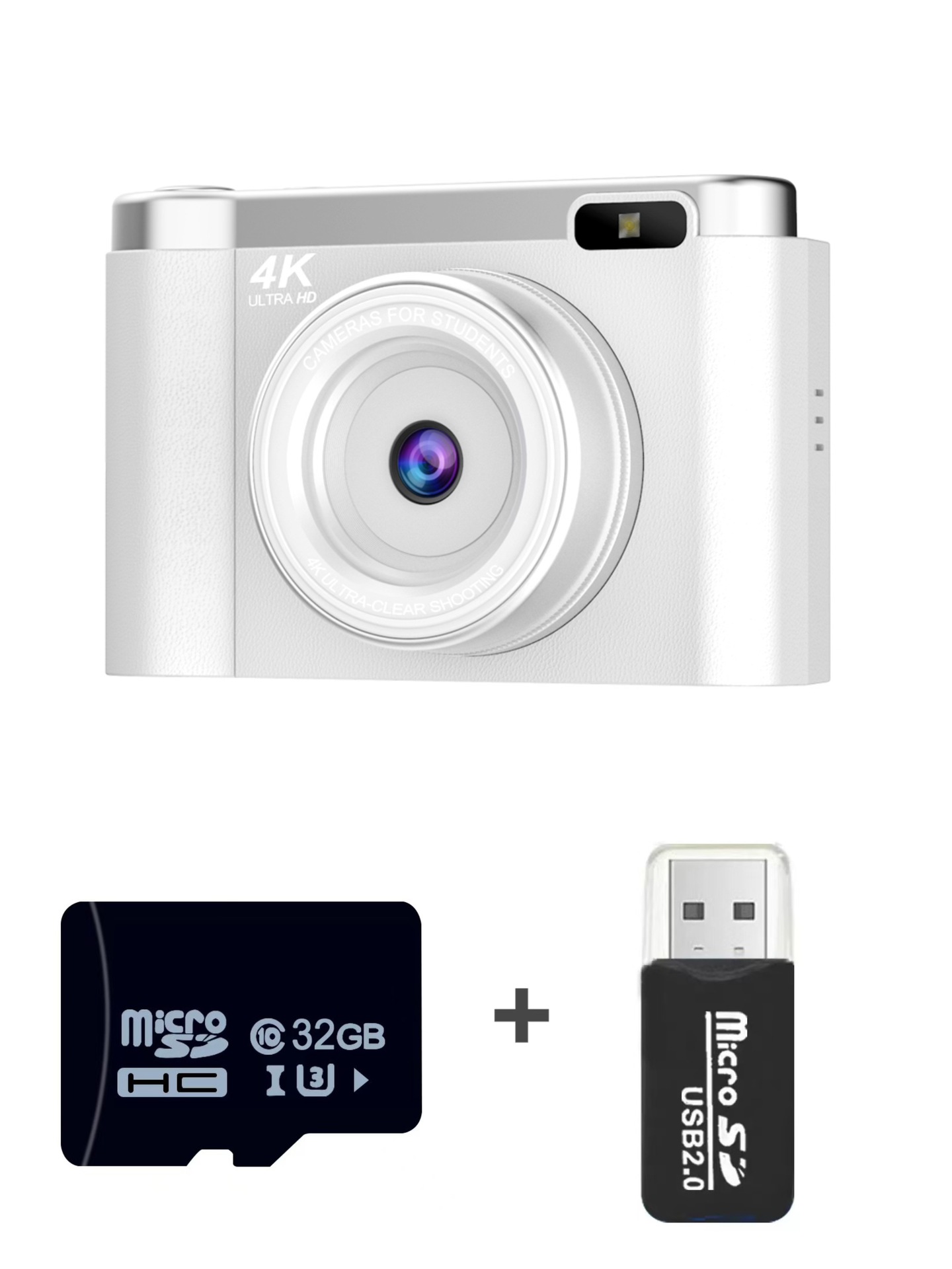 4K Ultra HD Digital Camera - 75MP, 2.8-inch Rotatable Screen, Auto Focus & Built-in Flash(white)
