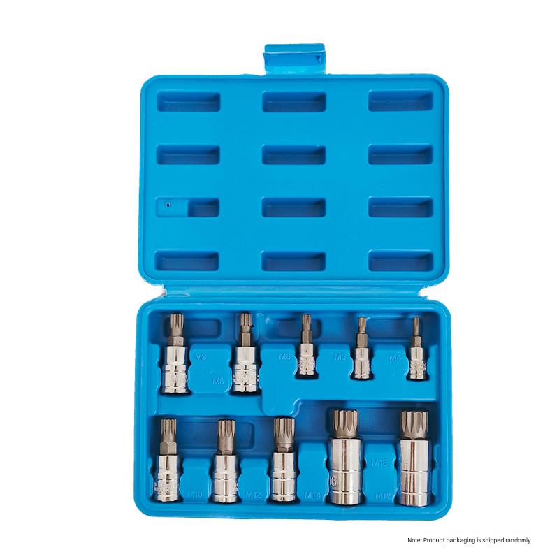 10-Piece M-Type Spline Bit Socket Set - Chrome Steel, Polished & Quenched for Durability with Storage Case(blue)