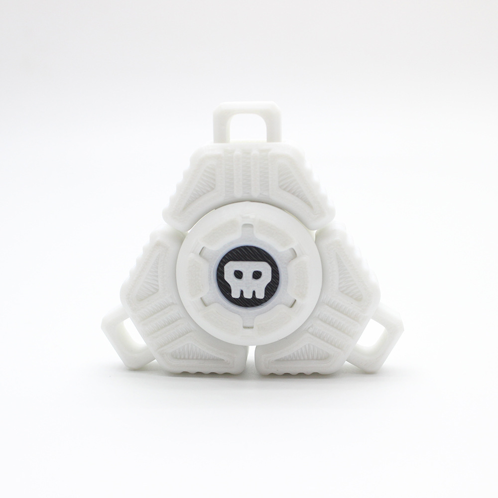 Two Sci-Fi Triangular Keychain Fidget Spinner - 3D Printed EDC Stress Relief Toy(white)