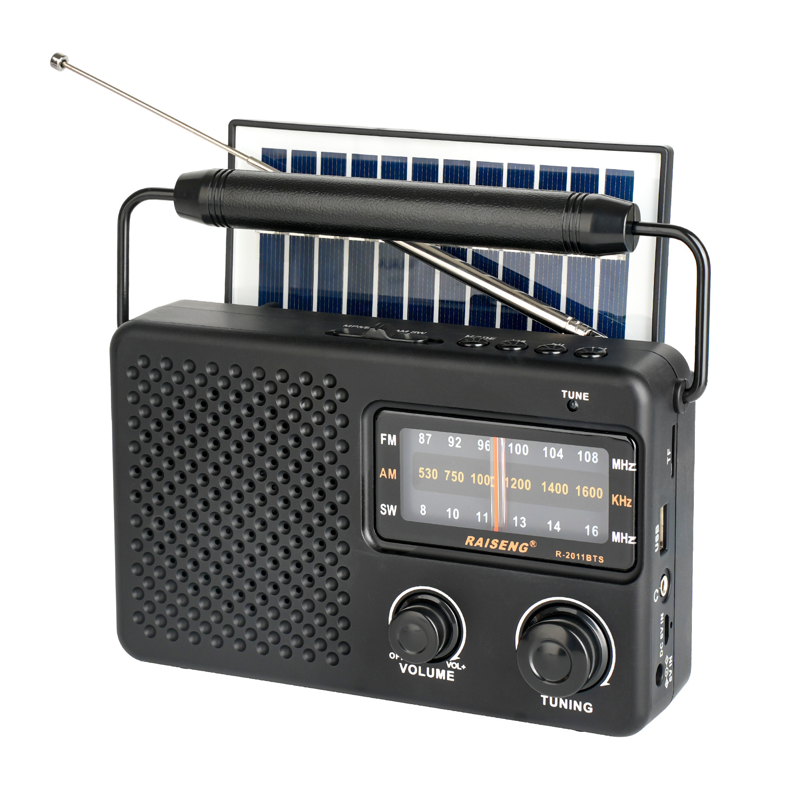 Portable Solar Powered 3-Band AM/FM/SW Radio with Bluetooth Speaker & Multiple Charging Options(black)