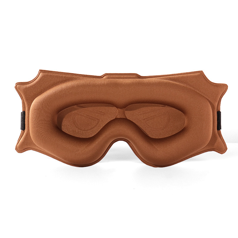 3pc 6D Contoured Zero-Pressure Sleep Mask - 360 Light Blocking Eye Mask with Adjustable Strap(Camel)