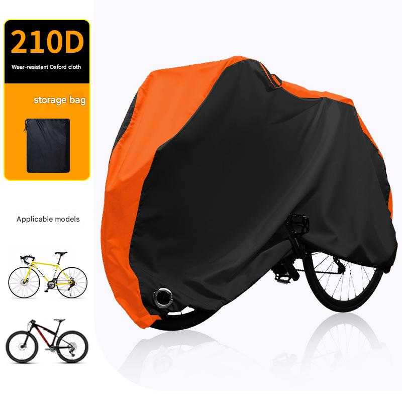 Size M Black And Orange All-Weather 210D Bicycle Cover - Waterproof & UV-Proof Outdoor Bike Protector with Lock Hole & Storage Bag