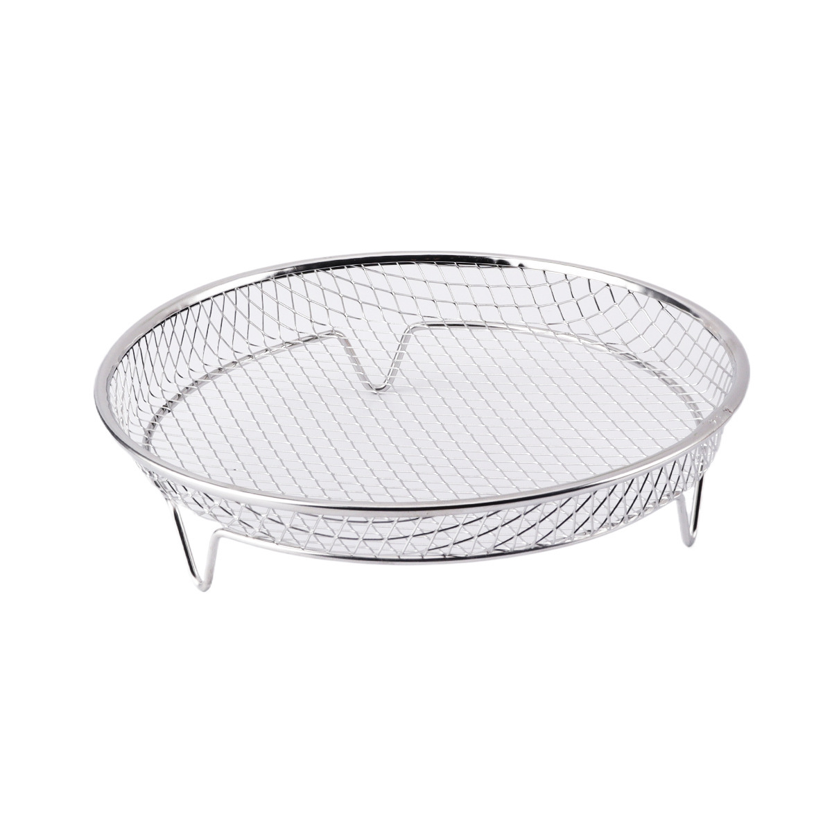 Silver 3-Pack Stackable Air fryer Racks - Food Grade Stainless Steel Multi-Layer Dehydrator & Crisper Tray Accessory