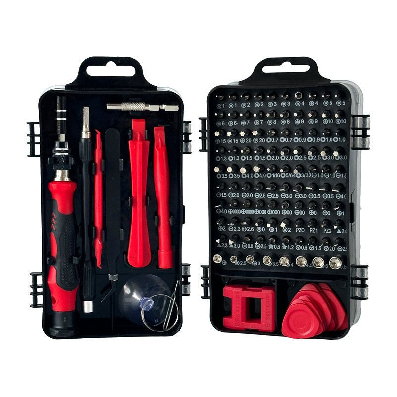 Red and Black Professional 115-in-1 Precision Screwdriver Set - Magnetic Repair Tool Kit for PC, Laptop, Phone & Electronics