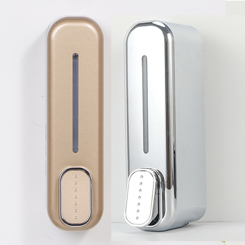 2 Pcs (Gold + Silver) Modern Wall-Mounted Press Soap Dispenser - 300ml Refillable Pump for Bathroom & Kitchen