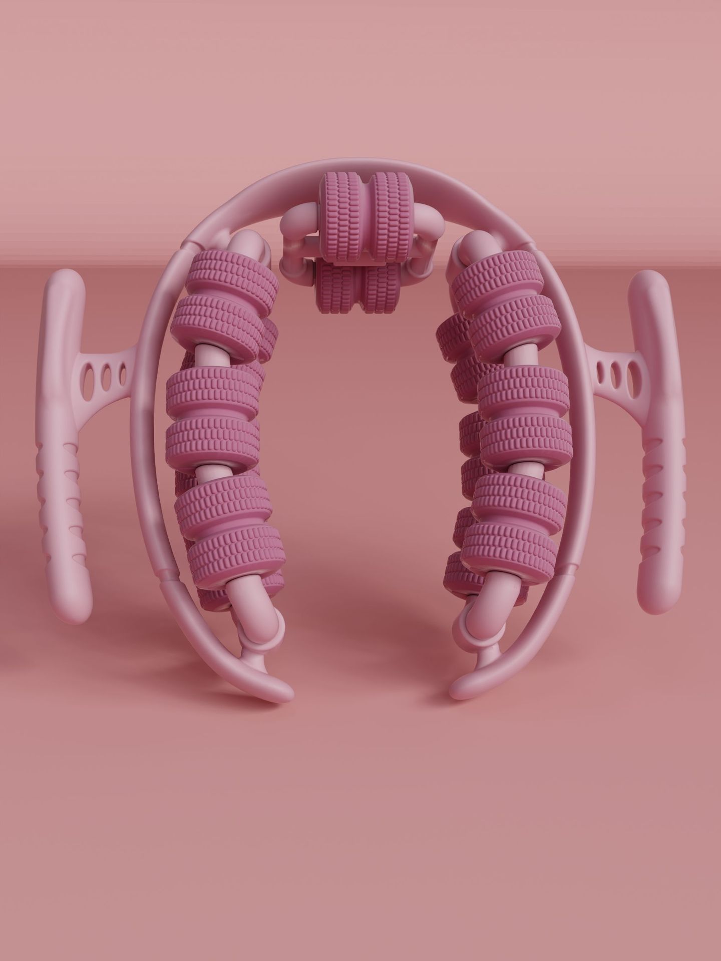 Pink 360°Wrap-Around Muscle Roller - 28-Wheel Massager for Legs, Arms & Calves