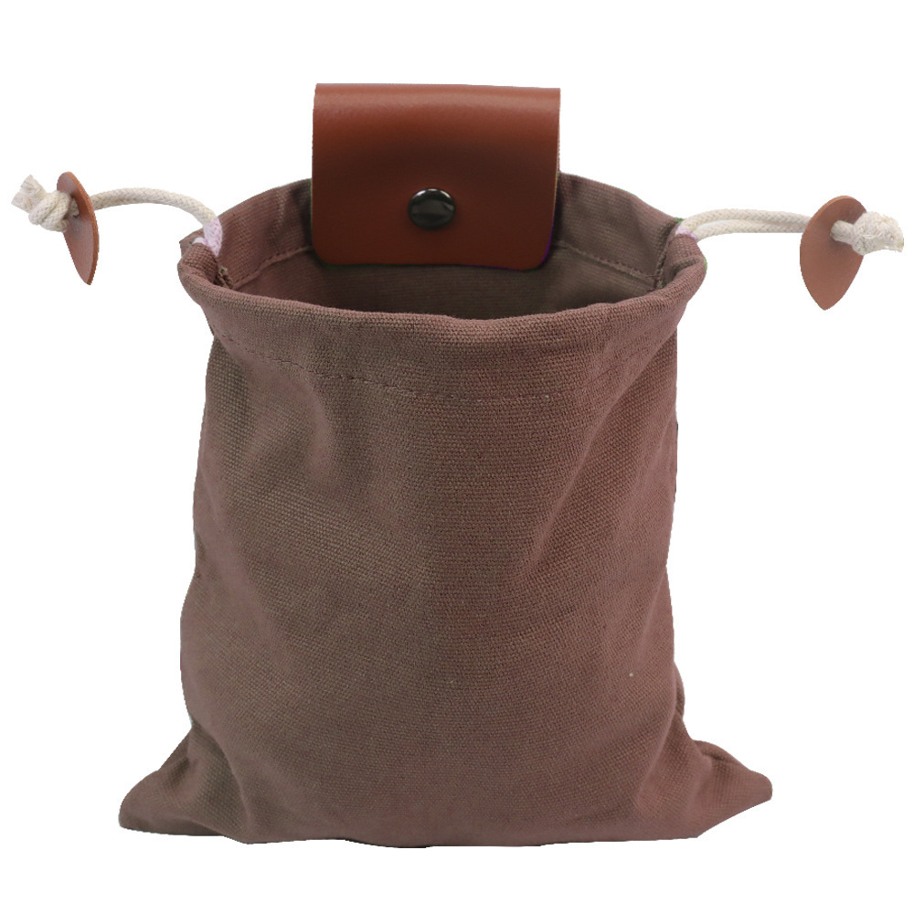 Coffee Collapsible Canvas Foraging Pouch - Hands-Free Belt Bag for Hiking & Camping Activities