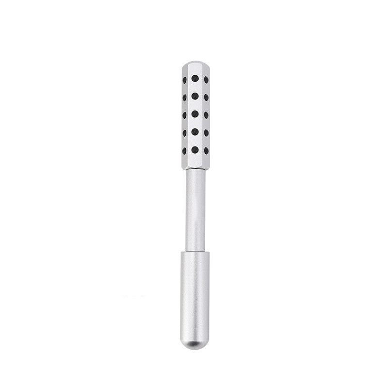 Silver Germanium Stone Facial Roller - Uplifting & Sculpting Beauty Massager for Face and Body