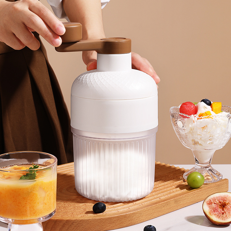 Manual Ice Shaver Machine Portable Hand-Crank Snow Cone Maker for Home Use with 2 Ice Cube Molds