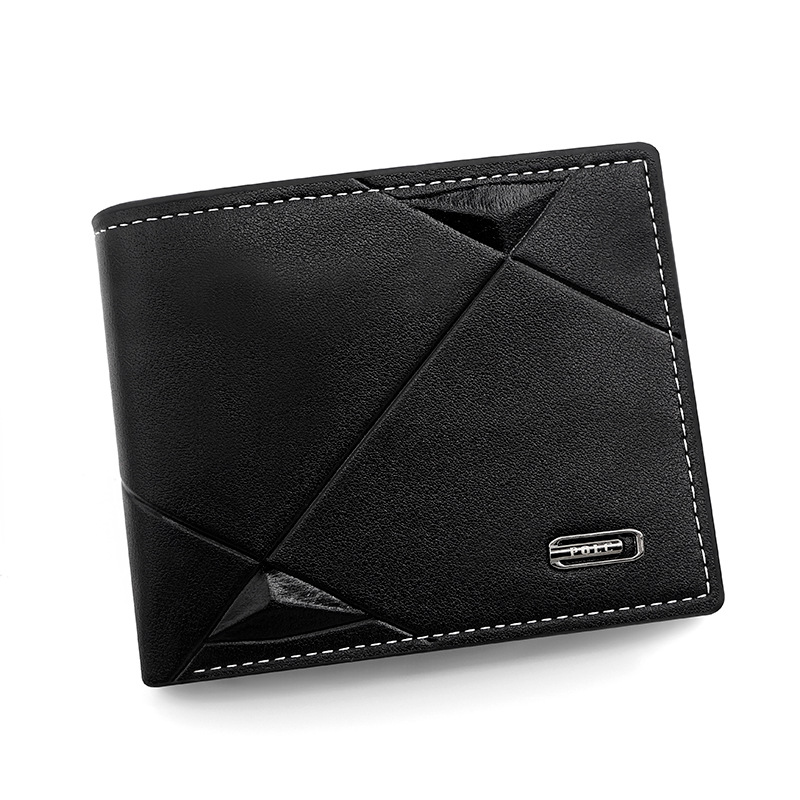 Black Men's PU Leather Bifold Wallet - Slim Short Design with Zipper Coin Pocket - Multi Card Slots and ID Window for Everyday Use