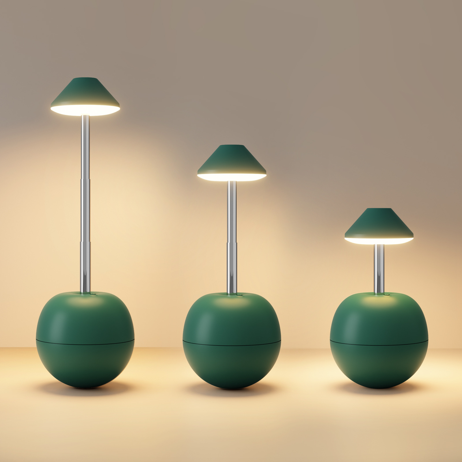 Green Creative Tumbler LED Night Light - Rechargeable RGB Desk Lamp with Remote Control - Height Adjustable, Brightness Adjustable, Bedside Ambient Light