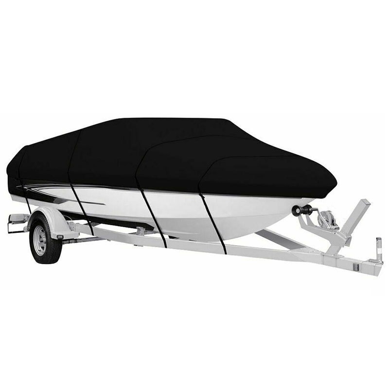 Black Heavy Duty Waterproof Tarp Covers with Storage Bag, Fits V-Hull, Fish&Ski, Pro-Style, Fishing, Runabout, Bass Boats, 14-16FT(530cm*290cm)