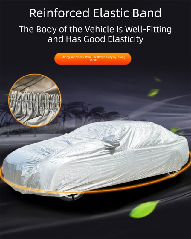 Silver 3XL+ Universal Car Cover – 170T Taffeta Fabric, All-Weather Protection for Cars(5000×2000×1500MM)