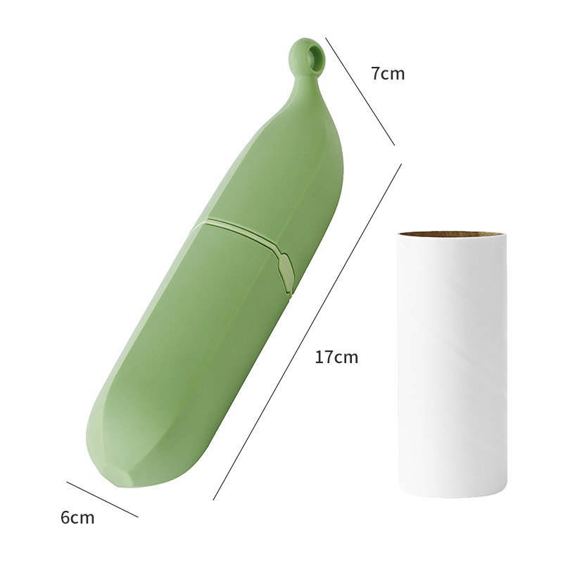 Green Multifunctional Banana-Shaped Lint Remover – Portable Sticky Hair Cleaner with 6 Replaceable Rolls