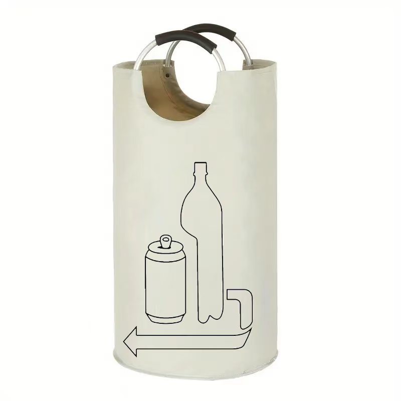 Beige Portable Oxford Fabric Collapsible Laundry Basket – Waterproof, Multi-Use Storage Bin for Bottles, Clothes & More