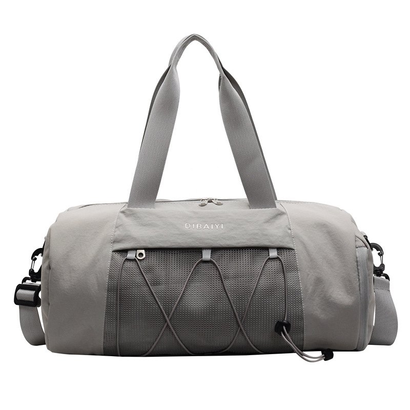 Grey Stylish Sports Gym Bag for Women - Lightweight Travel Duffel with Wet/Dry Pocket
