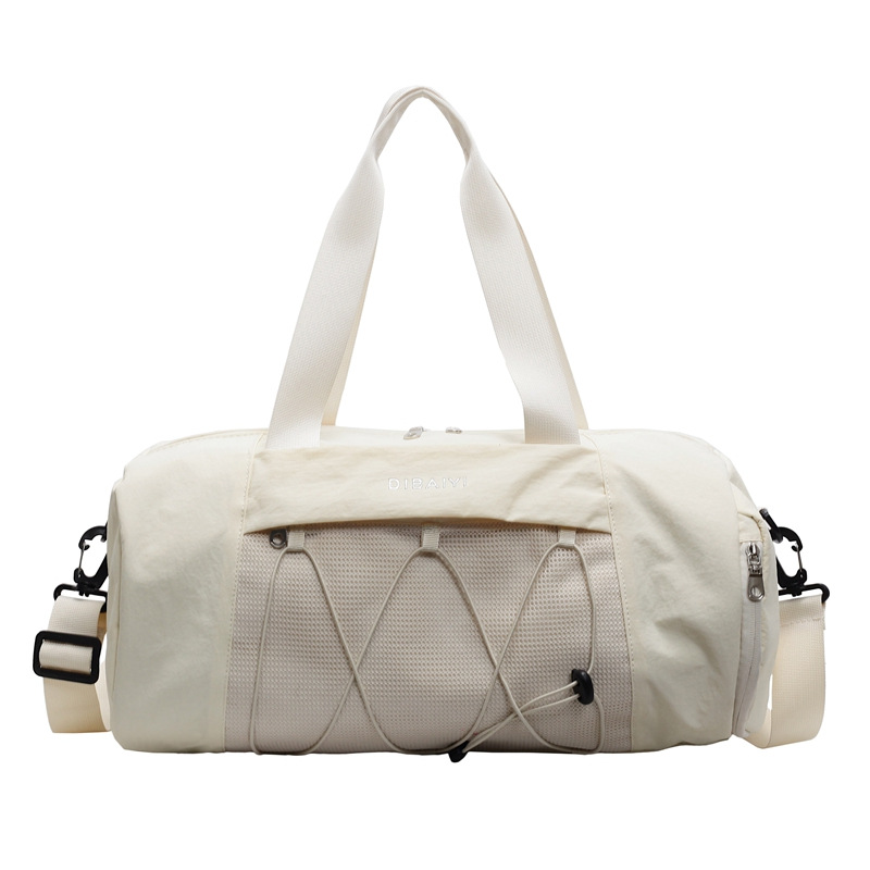 Beige Stylish Sports Gym Bag for Women - Lightweight Travel Duffel with Wet/Dry Pocket