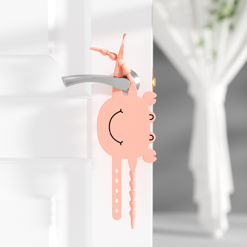 Pink (6-Pack) Cute Crab Door Slam Stopper Set- Silicone Anti-Pinch & Quiet Latch Guard