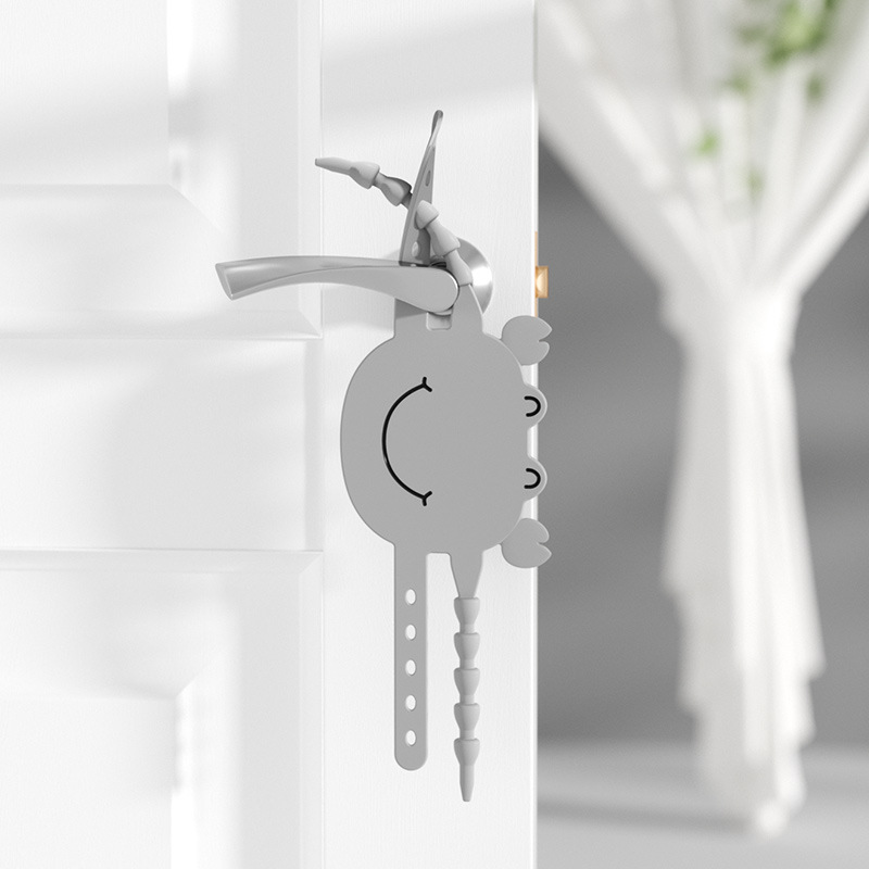 Grey (6-Pack) Cute Crab Door Slam Stopper Set- Silicone Anti-Pinch & Quiet Latch Guard