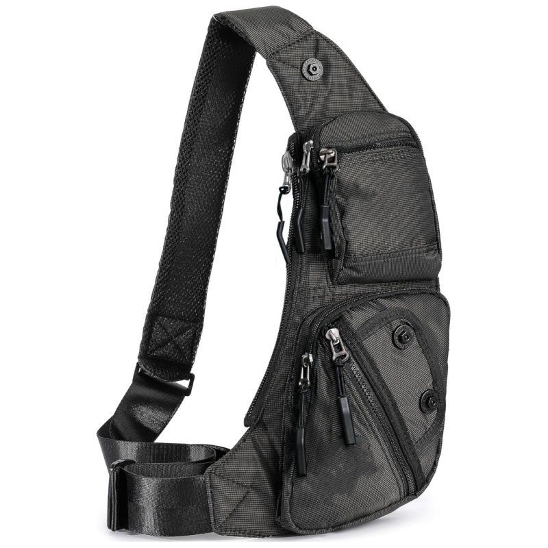 Black Tactical Style Sling Bag Crossbody Chest Pack Lightweight Daypack for Travel Hiking and Cycling Fits 8.3 Inch Notebook Ideal for Australian Outdoors