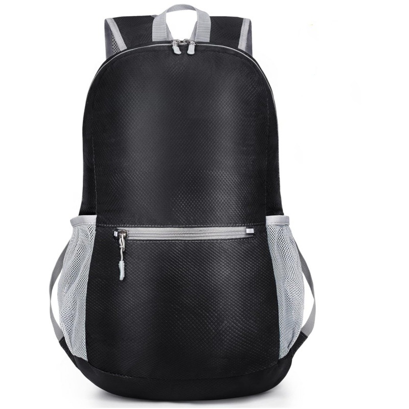 Black Ultra Lightweight Foldable Backpack Packable Daypack Compact Travel Rucksack with Mesh Pockets Ideal for Outdoor Adventures
