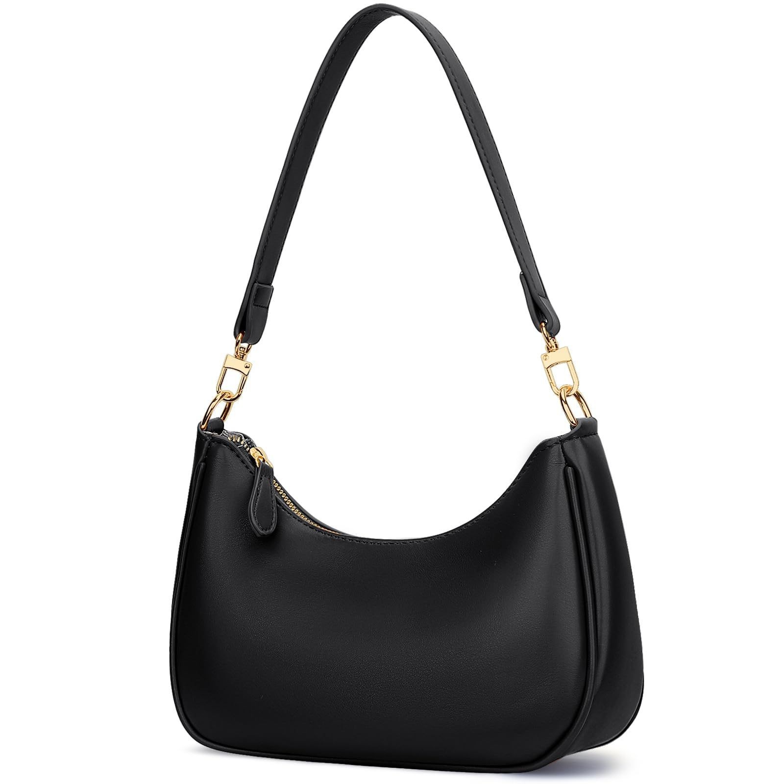 Women's Retro Shoulder Bag Classic 90s Style Underarm Purse Faux Leather Crescent Hobo Handbag with Zipper for Daily Use and Evening