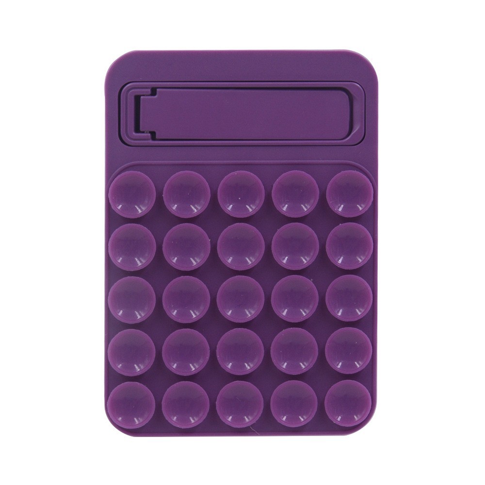 Purple 4 Pack Silicone Suction Phone Mount with Foldable Kickstand - Adhesive Sticky Grip Pad for Mirrors & Glass - 2-in-1 Hands-Free Holder for Content Creation