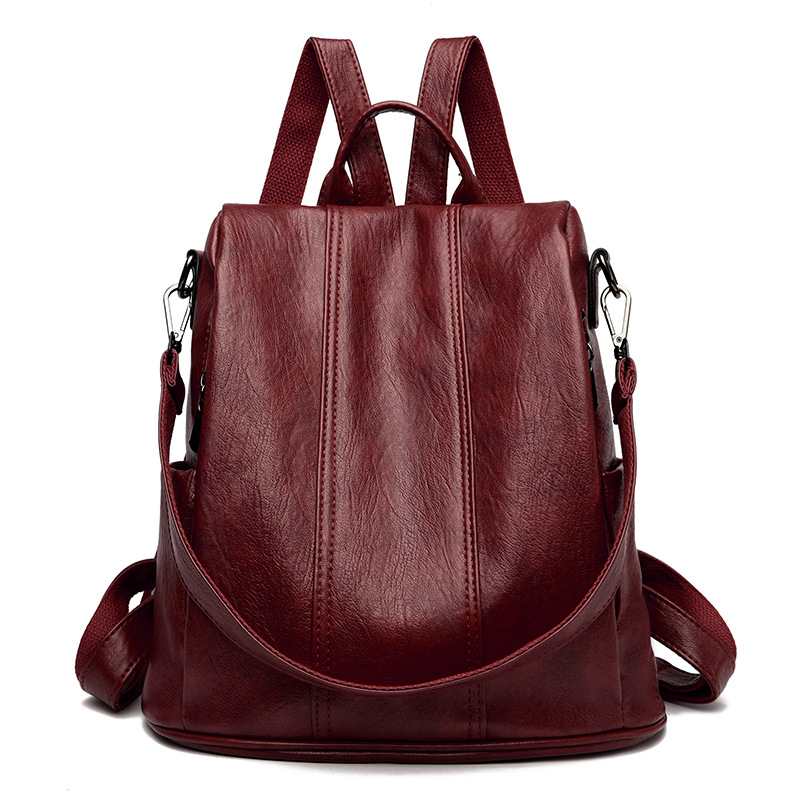 Red Women's Anti-Theft Backpack Purse Soft Faux Leather Convertible Rucksack Shoulder Bag Large Capacity 31cm for Travel Work Daily Use