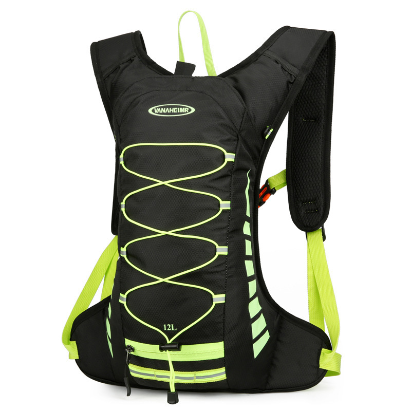 Black-green Lightweight Outdoor Sports Backpack Breathable Hiking Daypack Compact Running Cycling Bag with Bungee Storage 45cm for Travel