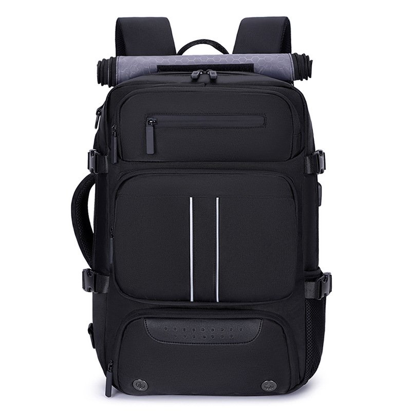 Large Capacity Convertible Travel Backpack - 16" Laptop Compartment, Shoe Pouch & USB Port(black)