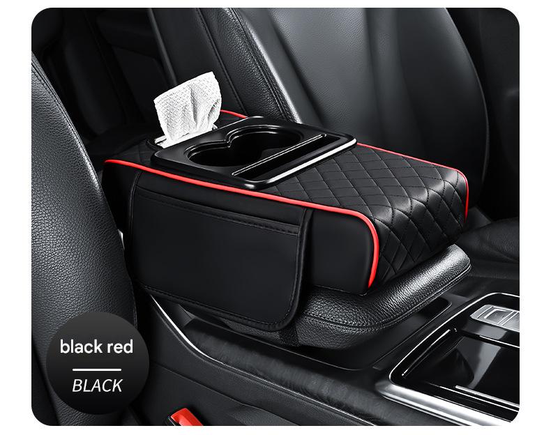 Premium Car Armrest Organizer & Comfort Pad(black red)
