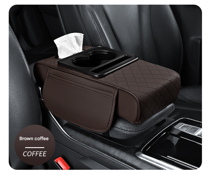 Premium Car Armrest Organizer & Comfort Pad(brown)