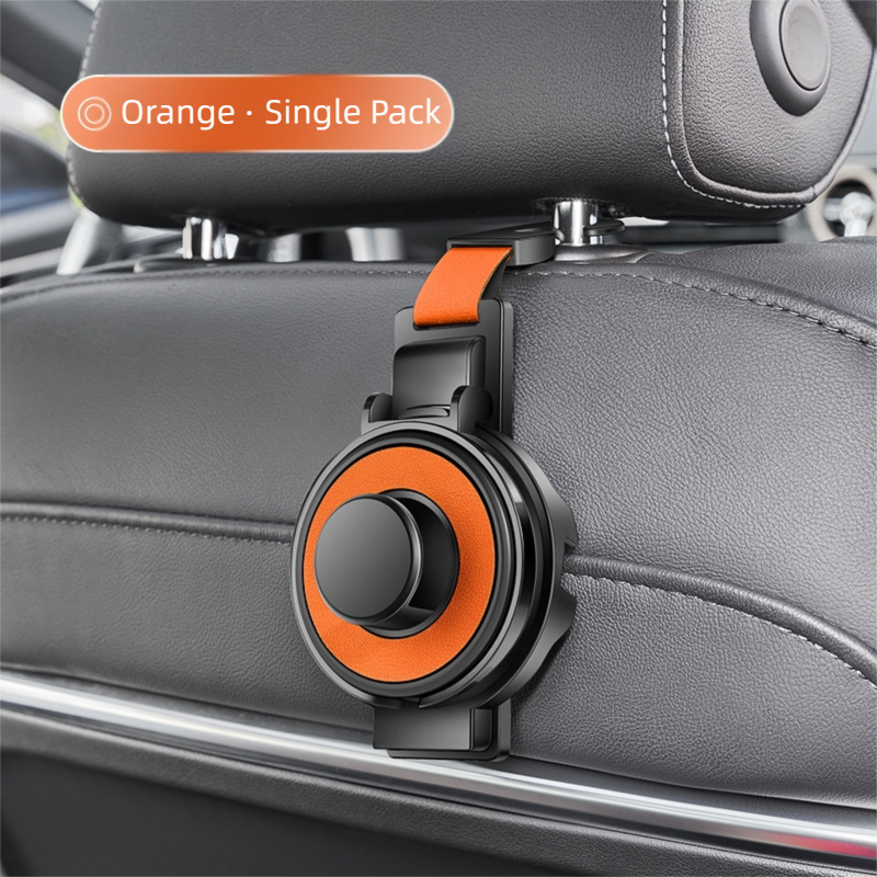 Orange 3-in-1 Car Headrest Organizer Hook