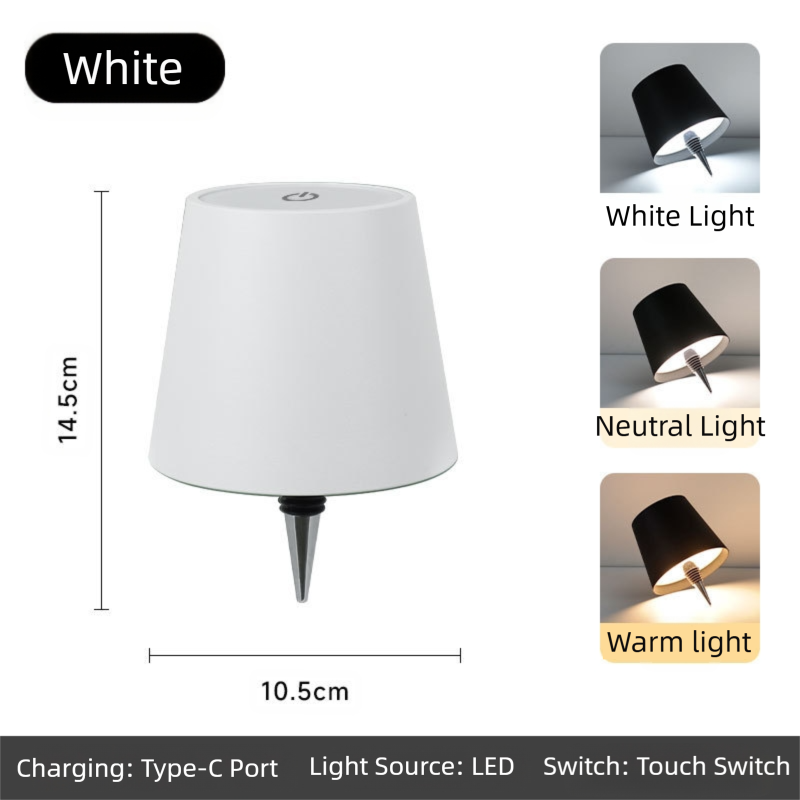 White Cordless Tri-Color Wine Bottle LED Lamp