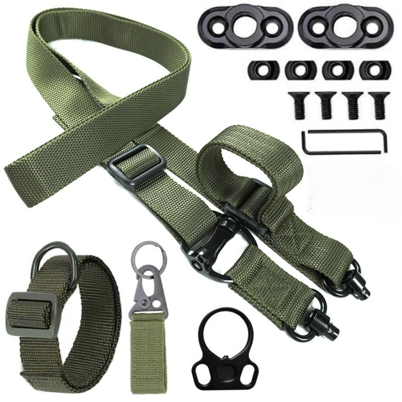 Green Quick-Adjust MS4 Tactical Sling System - Single/Two-Point Conversion Kit for Outdoor Gear