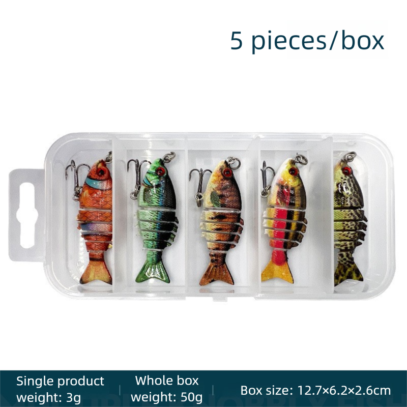 5-Pack 2" Lifelike Jointed Swimbaits for Crappie Bass Trout, , Swimbait for Relax Family Fishing