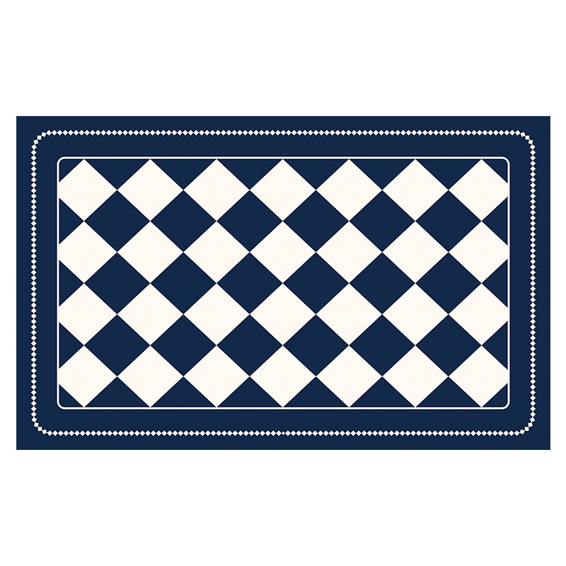 Dark Blue Checkered Design Loofah Texture Shower Mat (40x60cm) - Non-Slip PVC Bathroom Floor Mat, Quick-Draining, Anti-Mould & Massage Pad