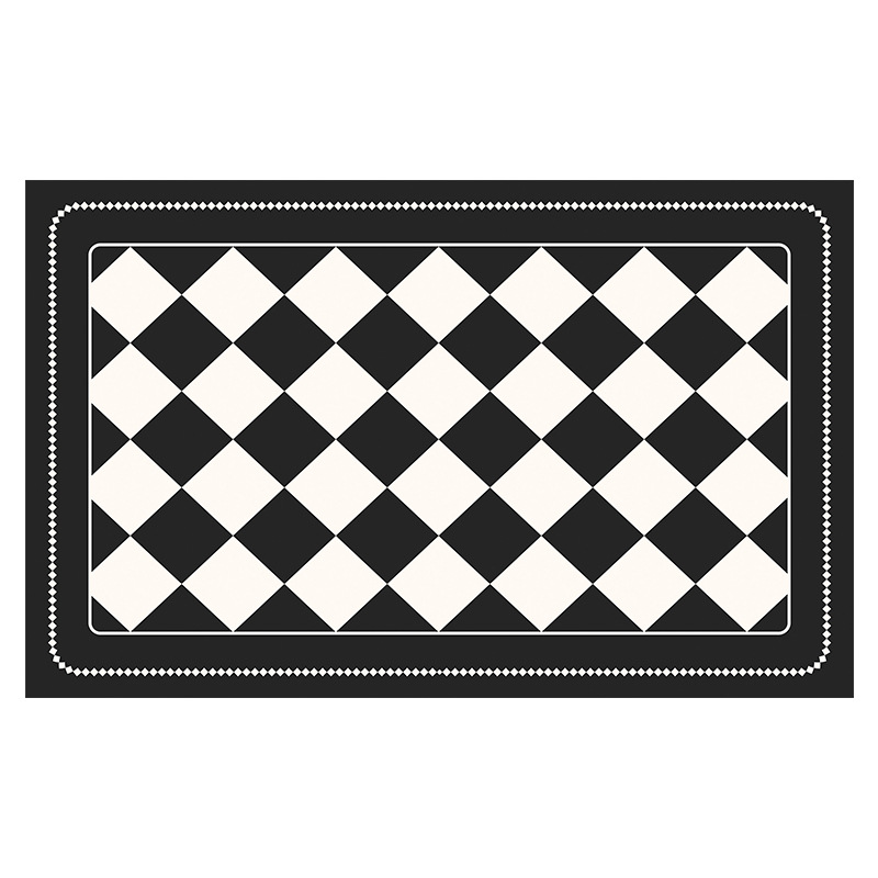 Black Checkered Design Loofah Texture Shower Mat (50x80cm) - Non-Slip PVC Bathroom Floor Mat, Quick-Draining, Anti-Mould & Massage Pad