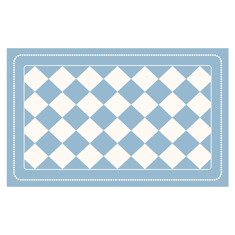 Light Blue Checkered Design Loofah Texture Shower Mat (50x80cm) - Non-Slip PVC Bathroom Floor Mat, Quick-Draining, Anti-Mould & Massage Pad