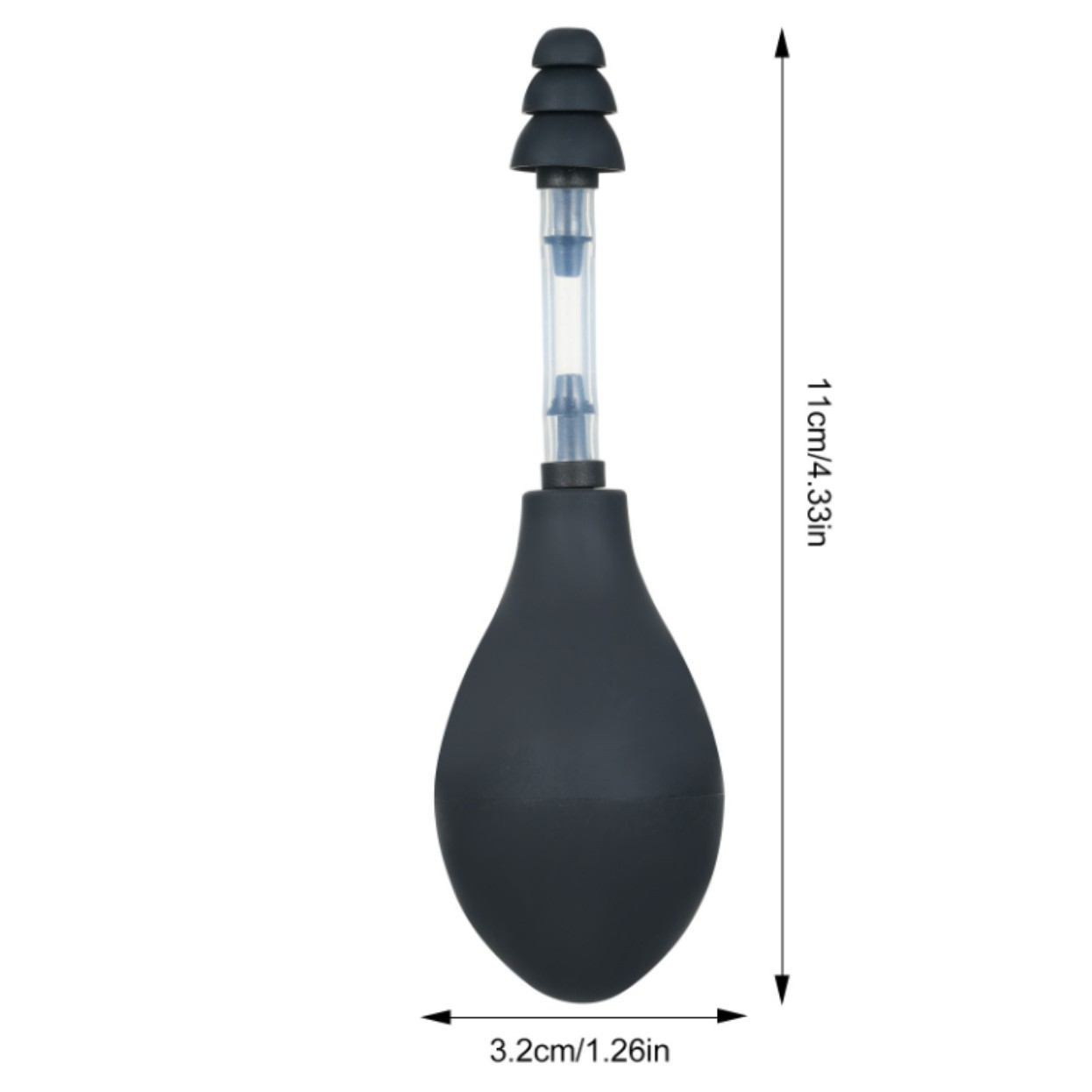 Black Portable Manual Ear Massager - Natural Relief and Decompression Tool, Inner Ear Pressure Stimulator Device